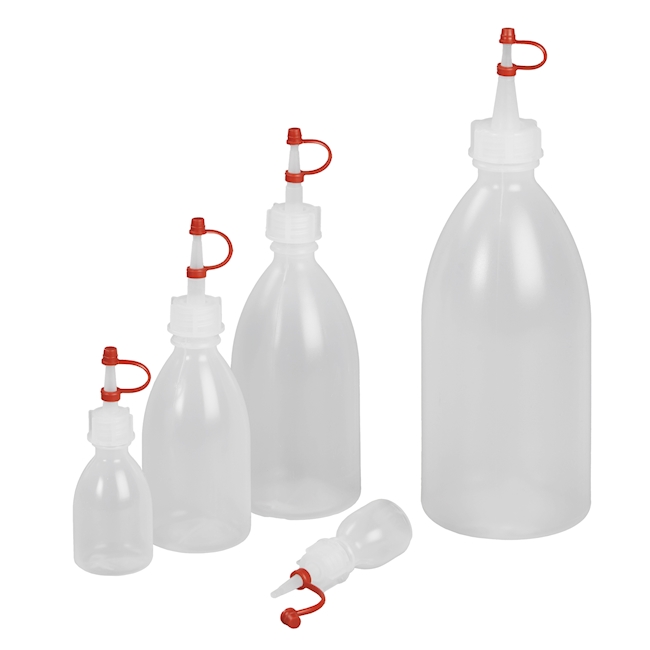 Flacon plastique rond, bouchon compte-goutte